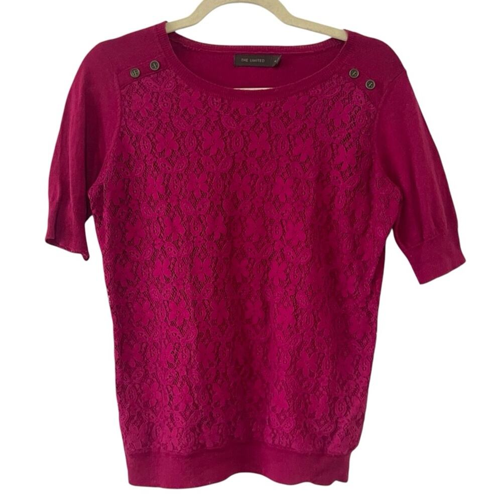 The Limited Lace Wool Shortsleeved Sweater | Red Cherry | Medium